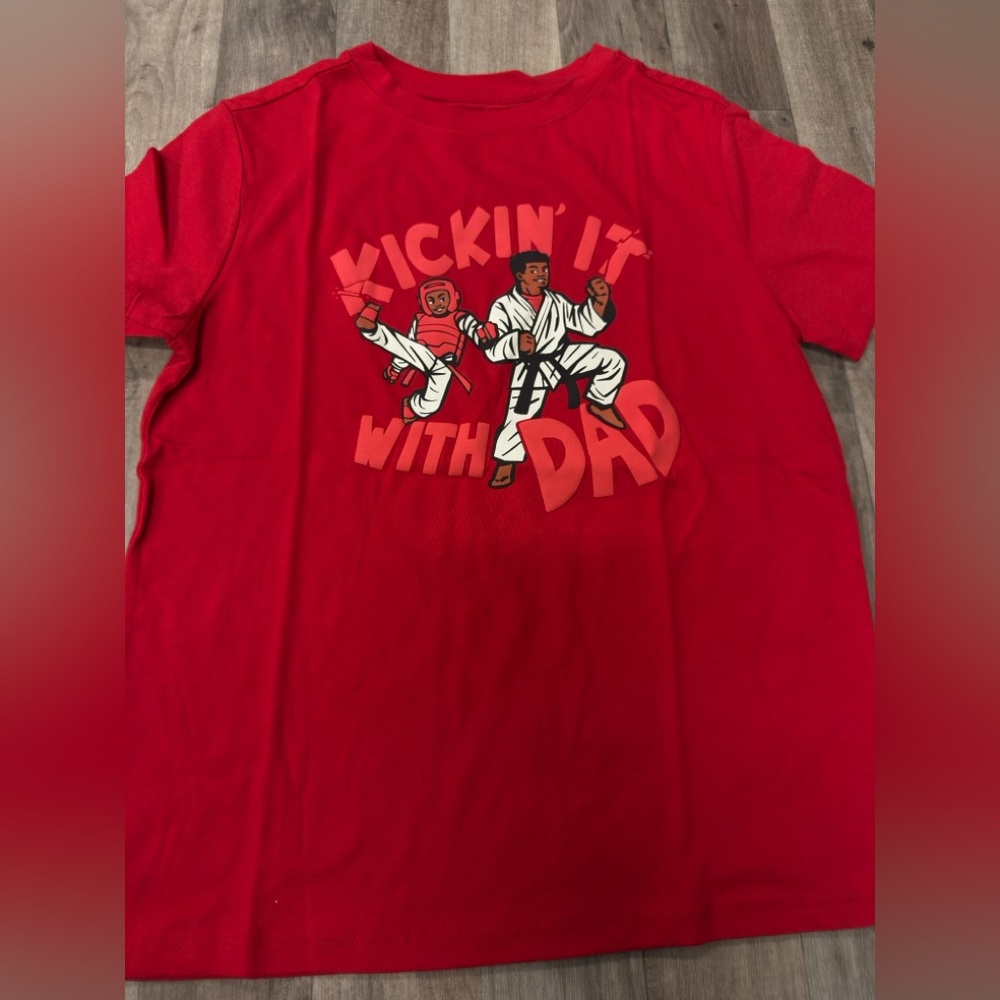 Kid Boys NWT Size M Kicking It With‎ Dad Cat & Jack Shirt Short Sleeve Top